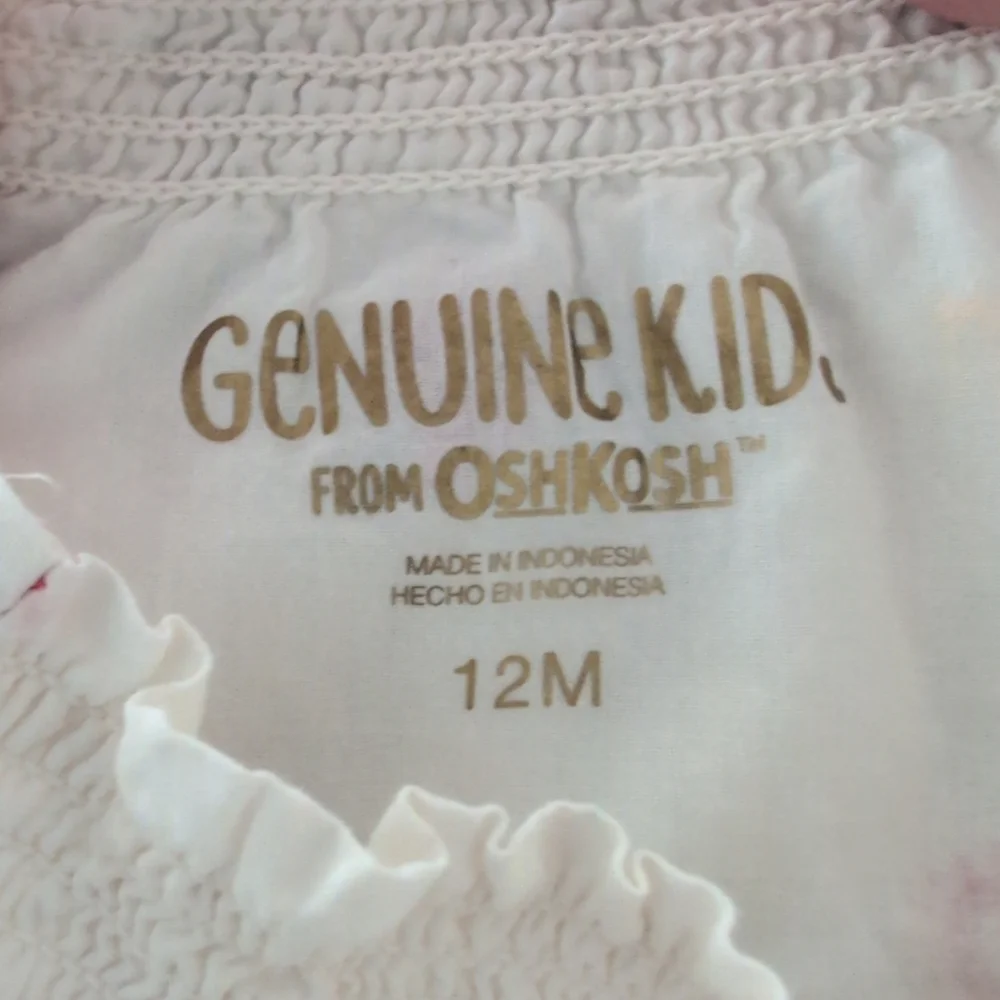 Genuine Kid from Oshkosh Girl's Dress 12M Moon & Sun Embroidered‎ Ivory/Orange